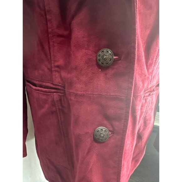 Berry Colored Suede Jacket-sz L - Picture 5 of 10